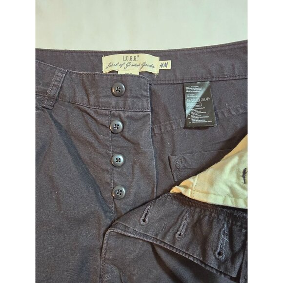 Mens H&M‎ L.O.G.G. Black Cotton Button-Fly Casual Shorts Size 33 - Picture 6 of 10